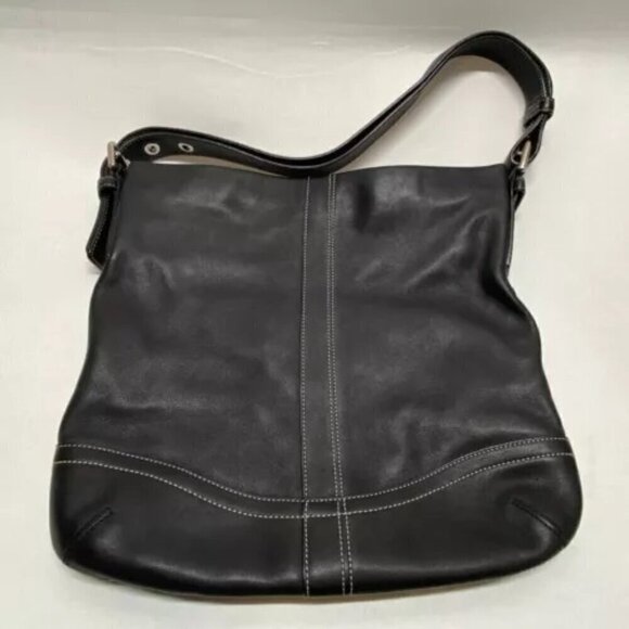 Coach Soft Leather Soho F10937 Black Slim Duffle Convertible Crossbody Bag EUC - Picture 10 of 16
